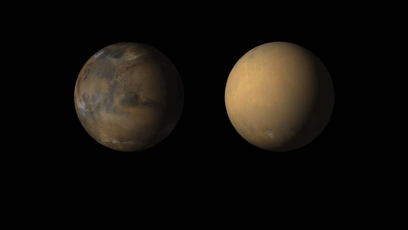 Dust storms on Mars.