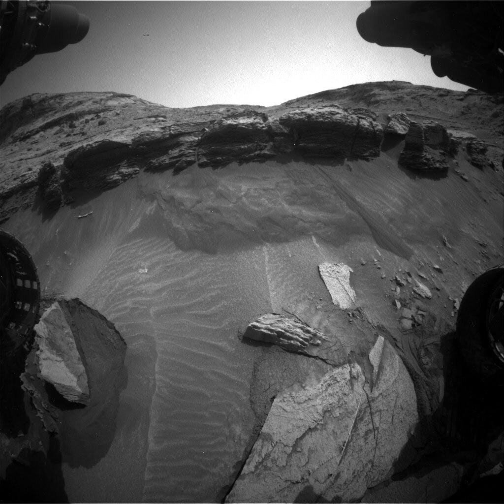 This image was taken by front hazard camera onboard NASA's Mars rover Curiosity on Sol 3367. 