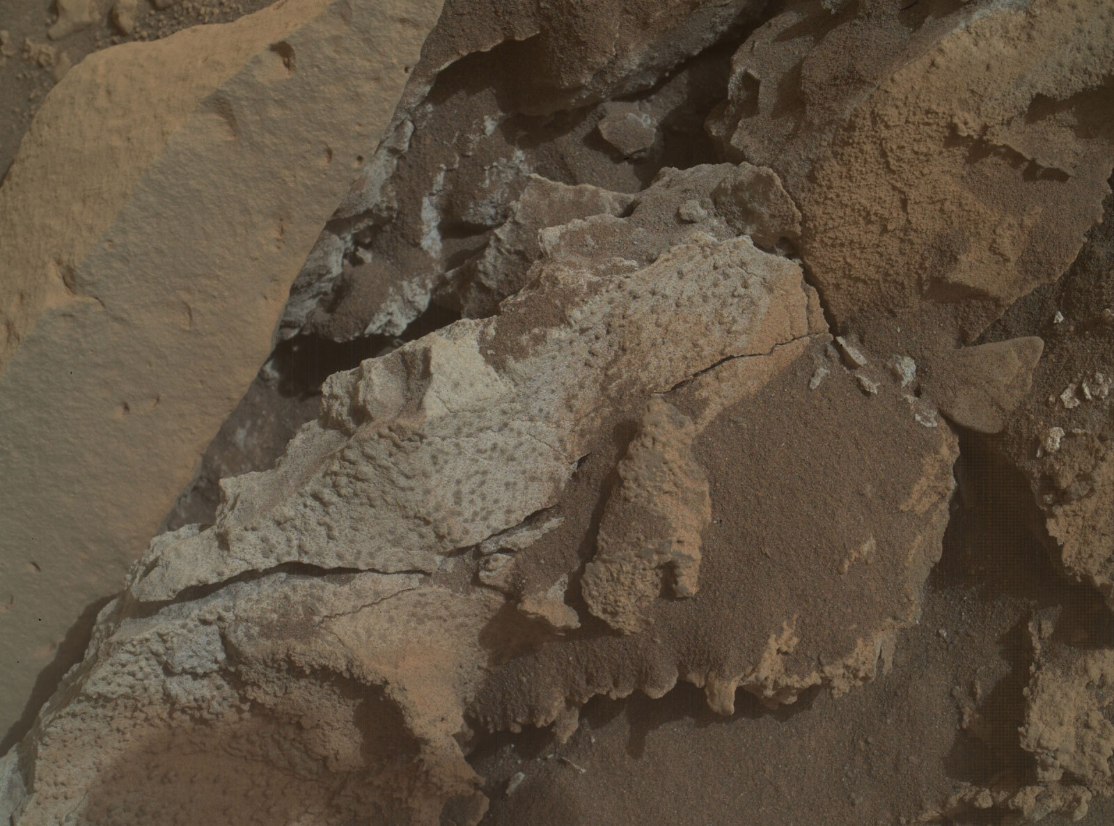 NASA's Mars rover Curiosity acquired this image using its Mars Hand Lens Imager (MAHLI), located on the turret at the end of the rover's robotic arm, on April 22, 2022, Sol 3451 of the Mars Science Laboratory Mission, at 01:58:18 UTC.