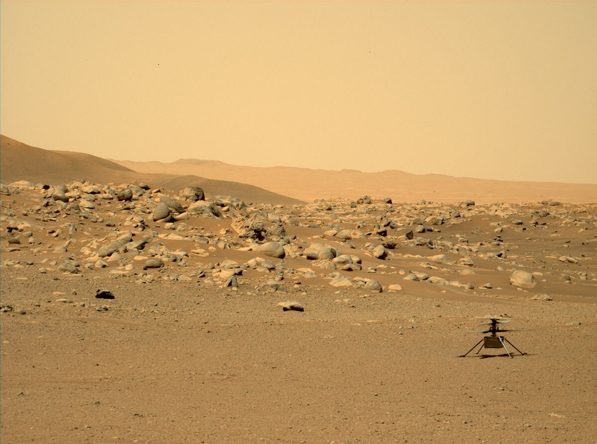 This image of NASA’s Ingenuity Mars Helicopter was taken by the Mastcam-Z instrument of the Perseverance rover on June 15, 2021, the 114th Martian day, or sol, of the mission. 