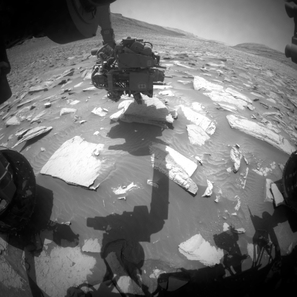 This image was taken by Front Hazard Avoidance Camera (Front Hazcam) onboard NASA's Mars rover Curiosity on Sol 4062.