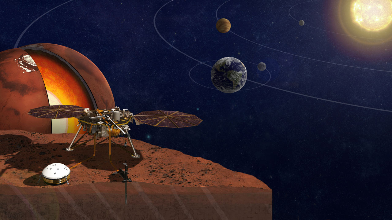 This is an artist's rendition of the InSight lander.