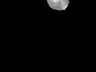 This movie shows the Martian moon Phobos as viewed in visible light by NASA's 2001 Mars Odyssey orbiter.