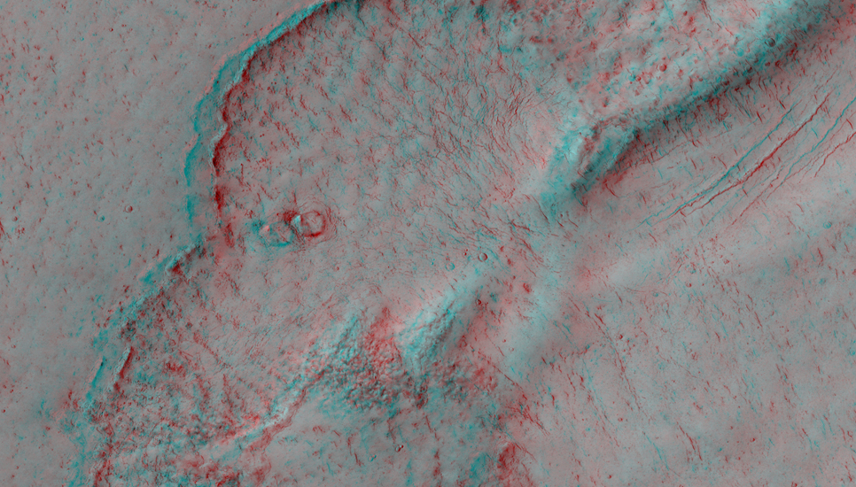 This image covers the margin of a lava flow in Elysium Planitia