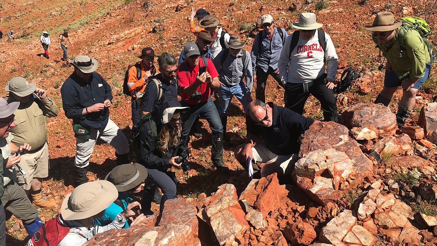 Scientists study stromatolites in the Pilbara region of North West Australia