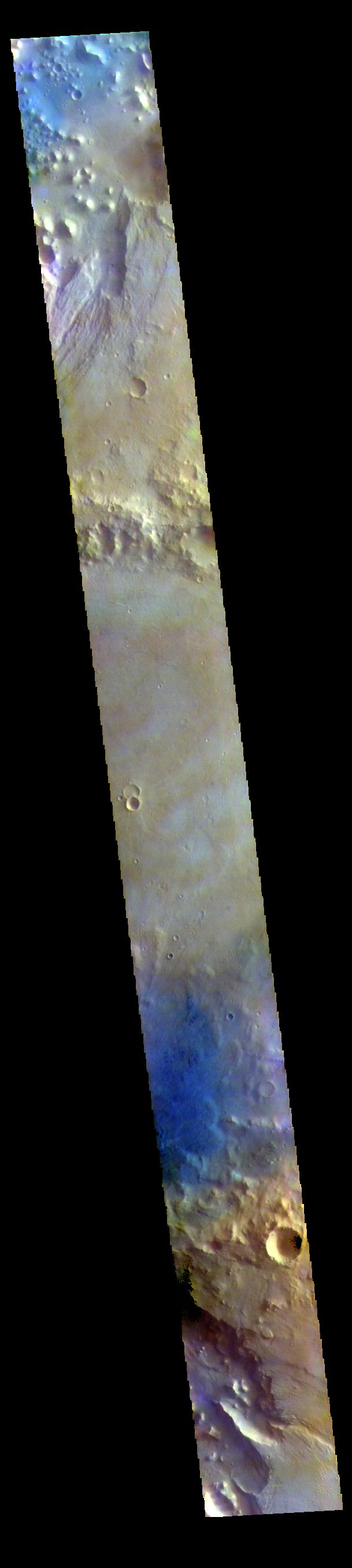 This image from NASAs Mars Odyssey shows part of Chia Crater. Chia Crater is 92 km (57 miles) in diameter and is located in Xanthe Terra just east of Maja Valles.
