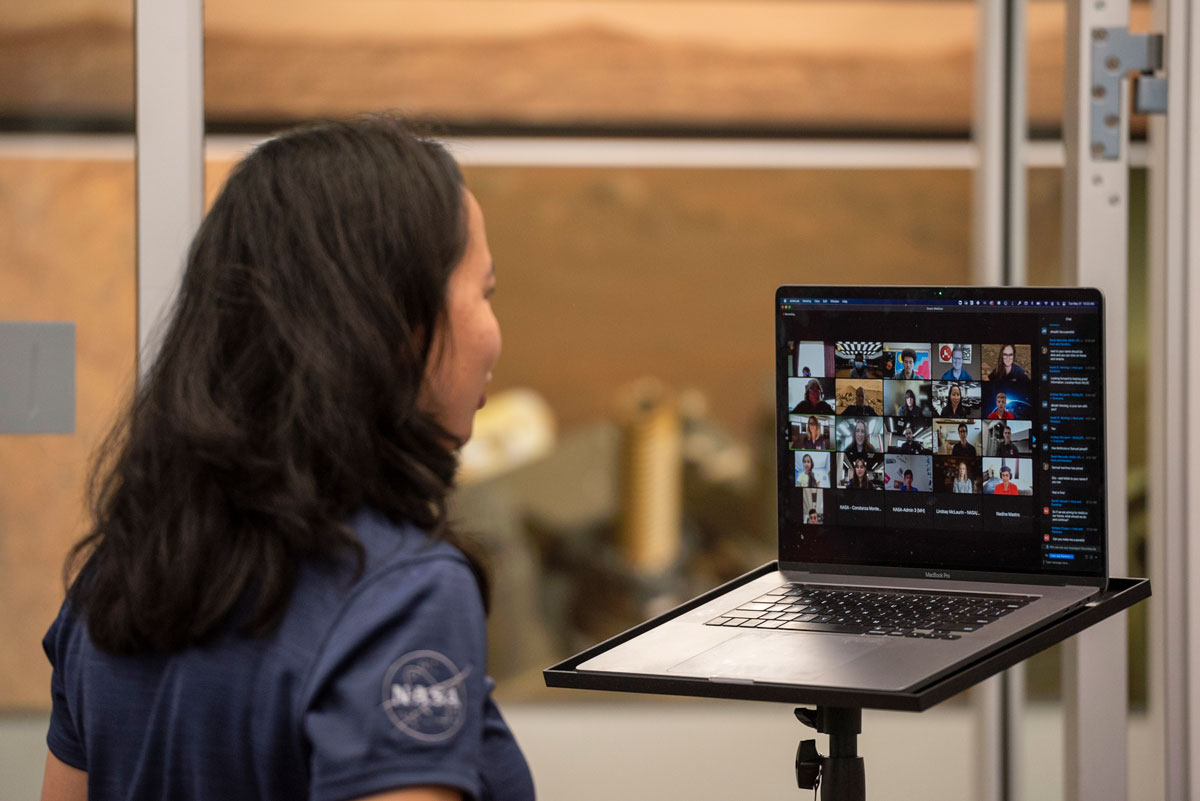 In a mission control room at NASA's Jet Propulsion Laboratory, Mars Perseverance Strategic Mission Manager Pauline Hwang interacted with students via an online video event.