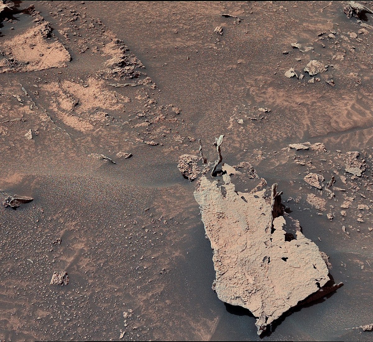 This image shows finger-like, eroded rock formations on Mount Sharp and was taken by Curiosity's Mast Camera on May 15, 2022 or sol 3474.