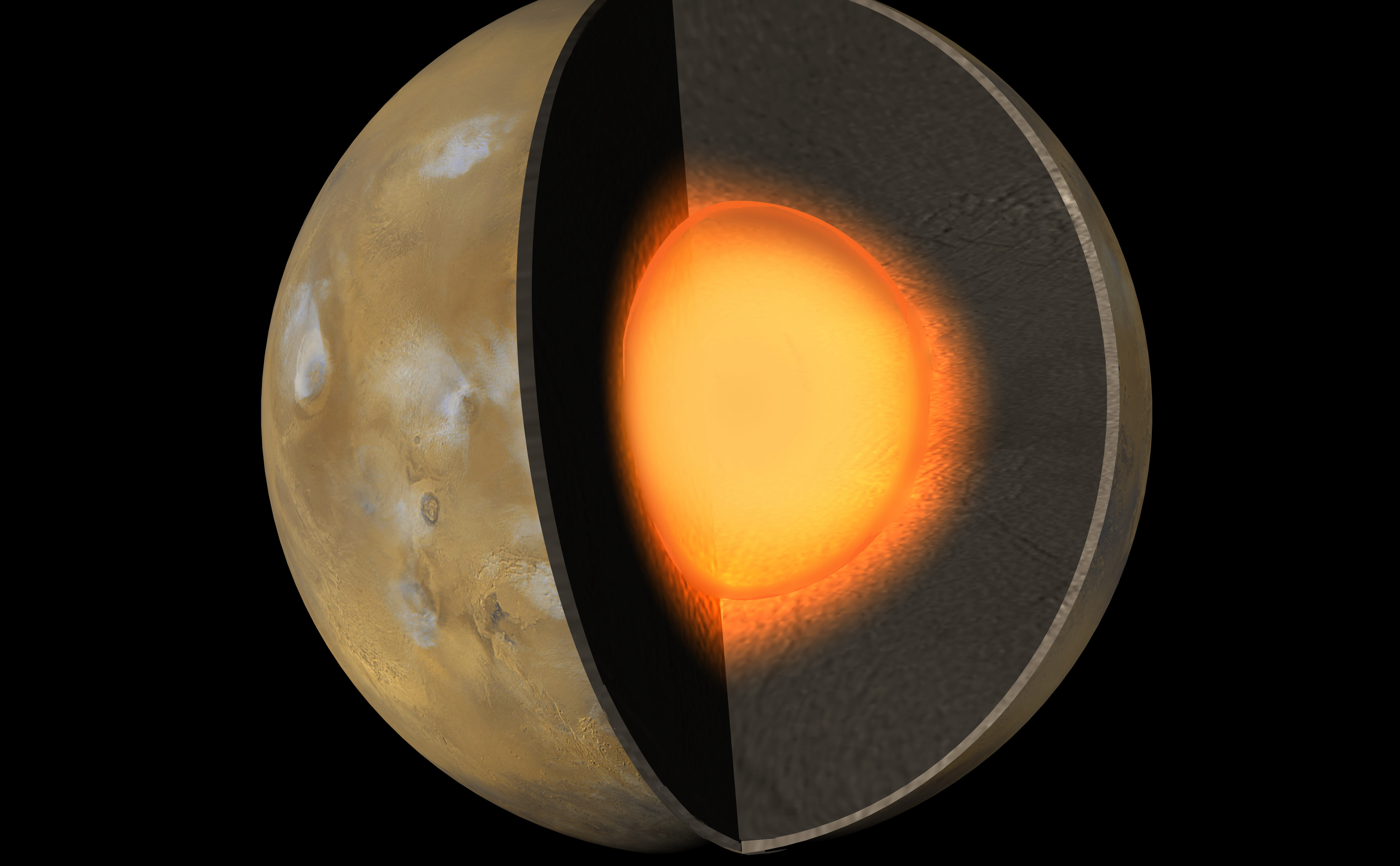 planet mars core crust mantel