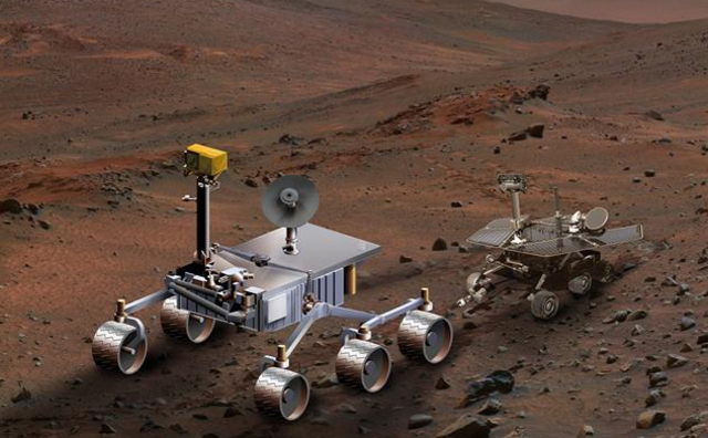 Size Comparison, Mars Science Laboratory and Mars Exploration Rover (Artist's Concept) – NASA's InSight Mars Lander