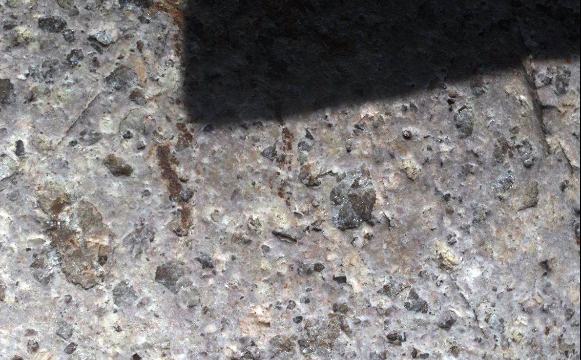 This close-up view of a stone found in San Diego was taken by a testing twin -- the "life test unit" -- of the Mars Hand Lens Imager (MAHLI) camera for NASA's Mars Science Laboratory.
