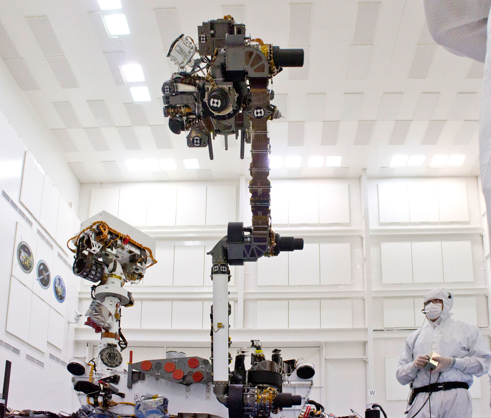 This photograph of the NASA Mars Science Laboratory rover, Curiosity, was taken during testing on June 3, 2011. The location is inside the Spacecraft Assembly Facility at NASA's Jet Propulsion Laboratory, Pasadena, Calif.