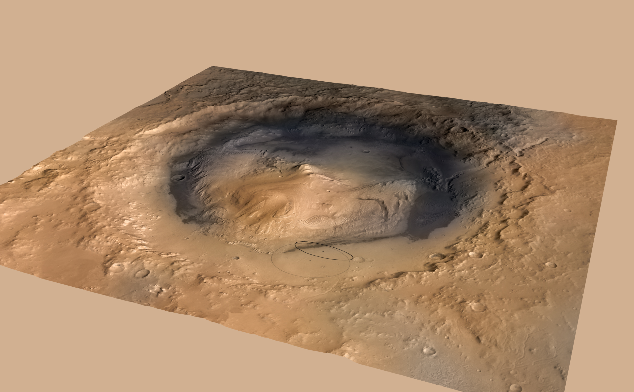 A June 2012 revision of the landing target area for Curiosity, the big rover of NASA's Mars Science Laboratory mission, reduces the area's size.
