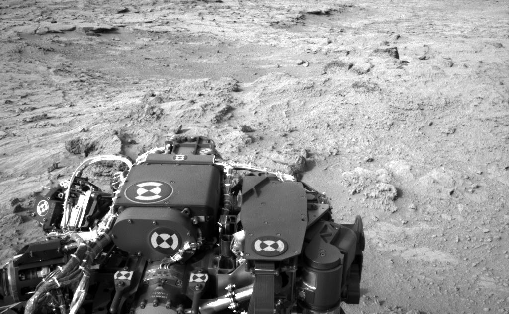 NASA's Mars rover Curiosity drove 83 feet eastward during the 102nd Martian day, or sol, of the mission (Nov. 18, 2012), and used its left navigation camera to record this view ahead at the end of the drive.