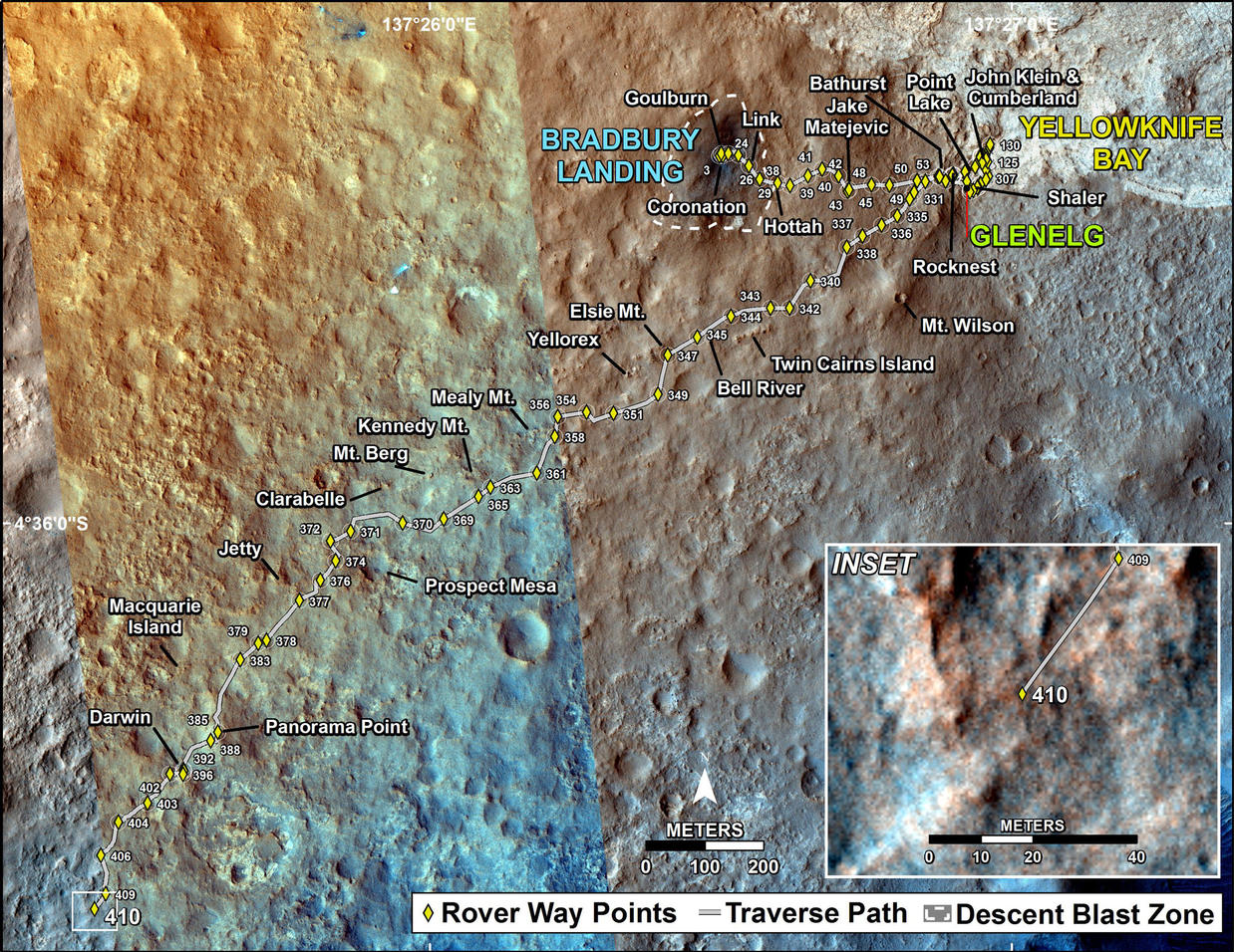Curiosity's Traverse Map Through Sol 410 – NASA Mars Exploration