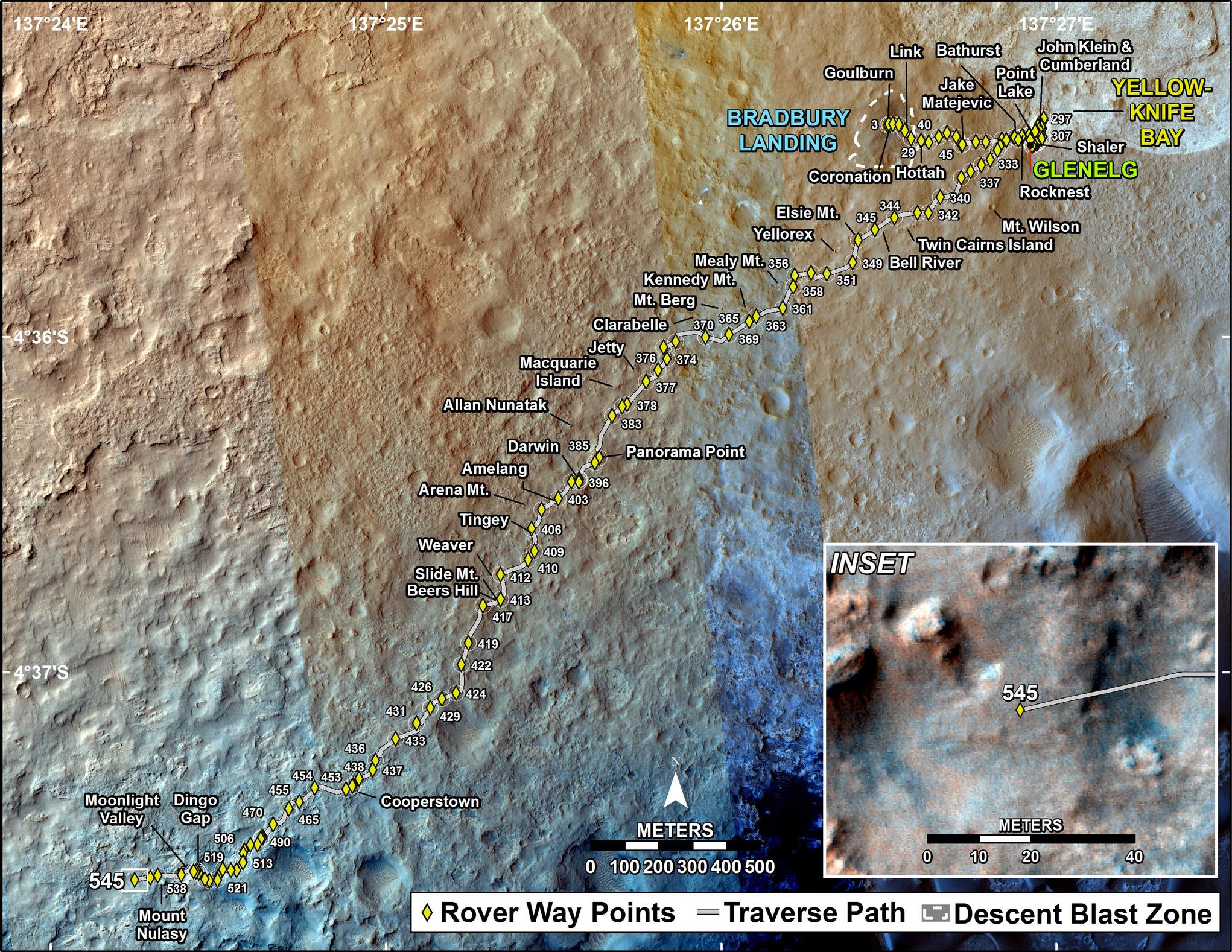 Curiosity's Traverse Map Through Sol 545 – NASA Mars Exploration
