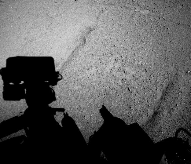Curiosity Mars Rover's Shadow After Long Backward Drive