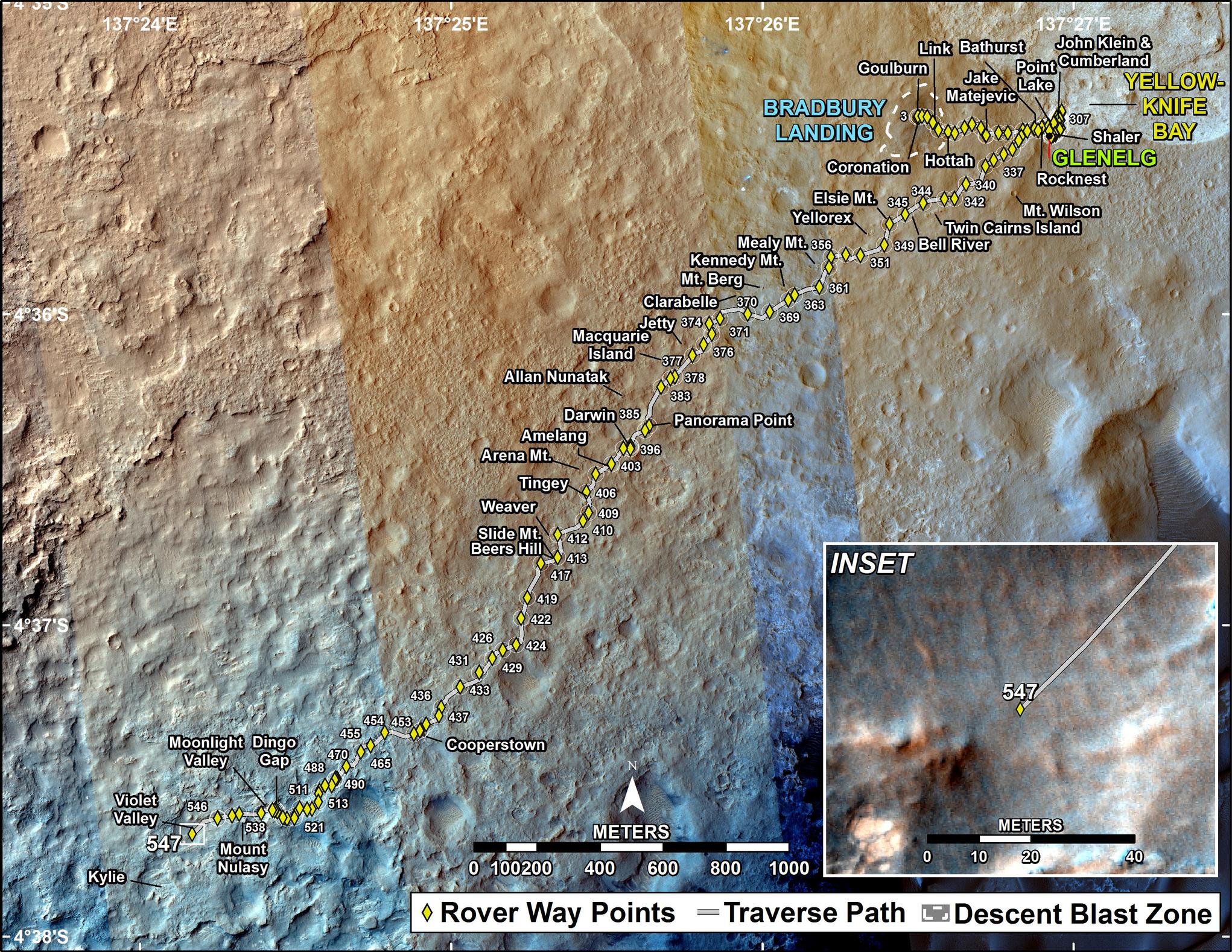 Curiosity's Traverse Map Through Sol 547 – NASA Mars Exploration