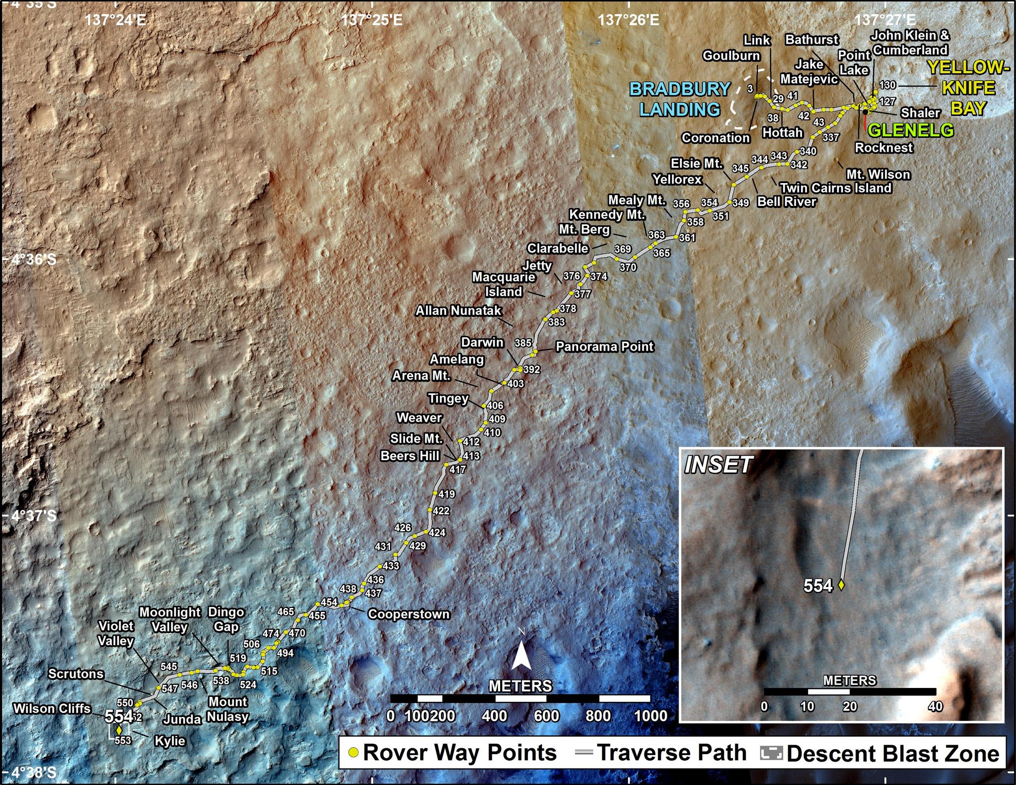 Curiosity's Traverse Map Through Sol 554 – NASA Mars Exploration