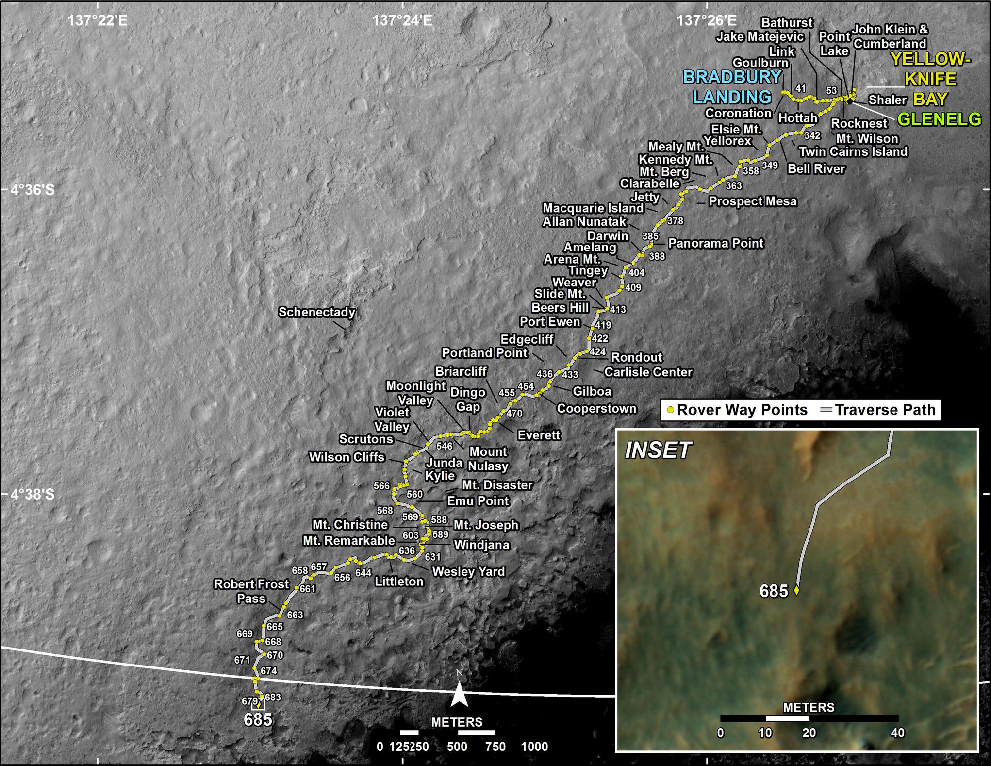 Curiosity's Traverse Map Through Sol 685 – NASA Mars Exploration