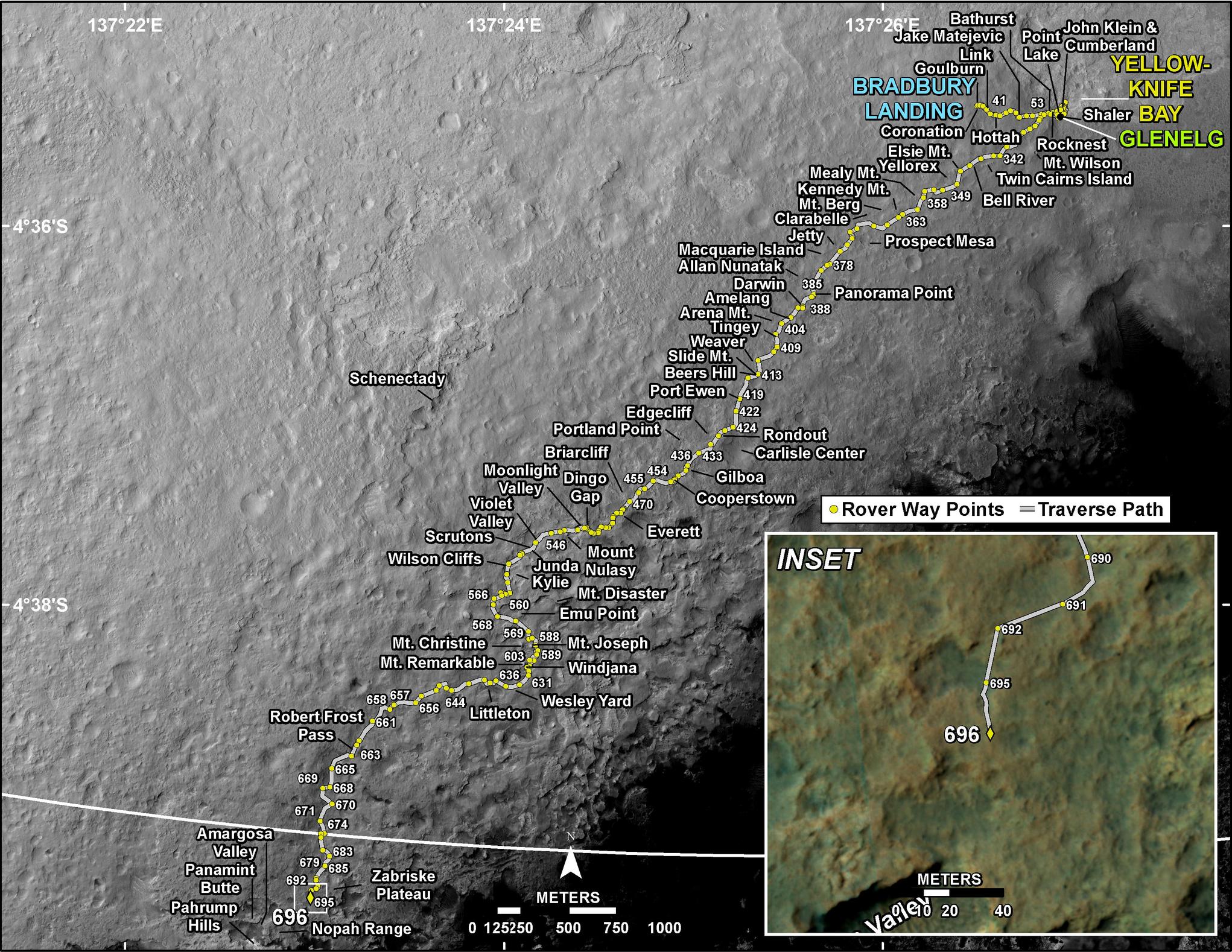 Curiosity's Traverse Map Through Sol 696 – NASA Mars Exploration