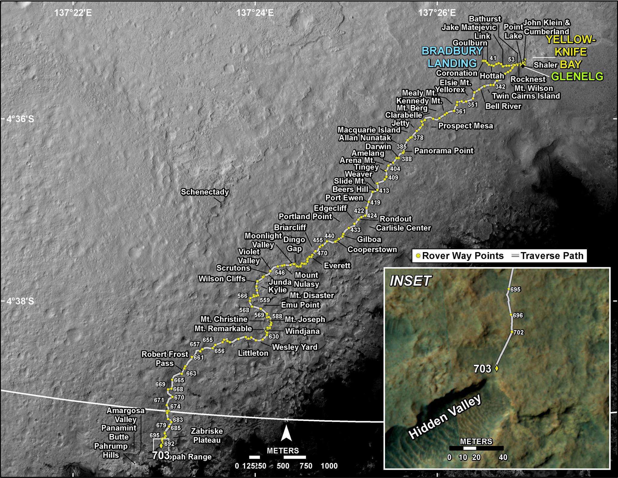 Curiosity's Traverse Map Through Sol 703 – NASA Mars Exploration