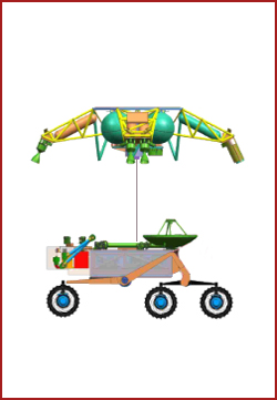 Artist concept of the rover being lowerecd during EDL