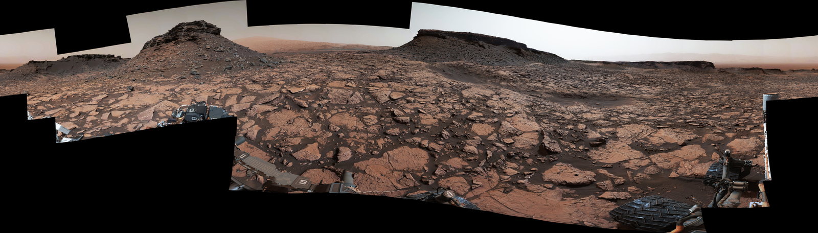 This 360-degree panorama was acquired on Sept. 4, 2016, by the Mast Camera on NASA's Curiosity Mars rover while the rover was in a scenic area called "Murray Buttes" on lower Mount Sharp. The flat-topped mesa near the center of the scene rises to about 39 feet above the surrounding plain.