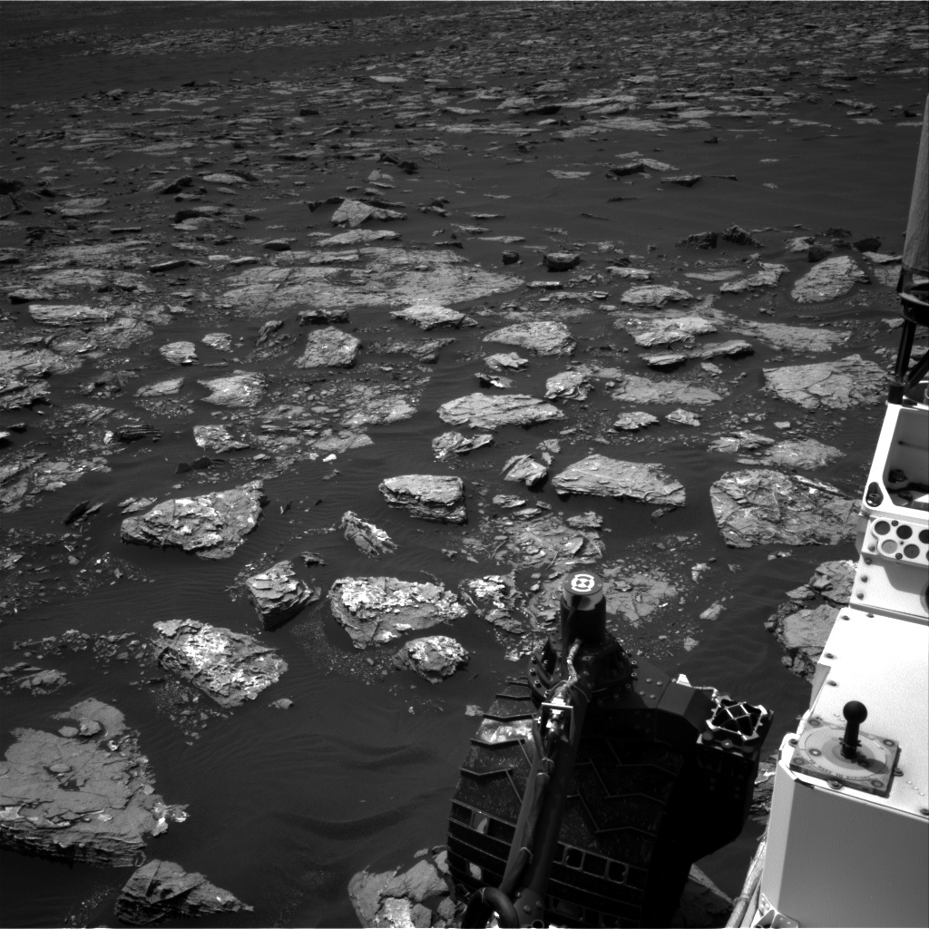 This view from the Navigation Camera (Navcam) on the mast of  NASA's Curiosity Mars rover shows rocky ground within view while the rover was  working at an intended drilling site called &amp;quot;Precipice&amp;quot; on lower  Mount Sharp.