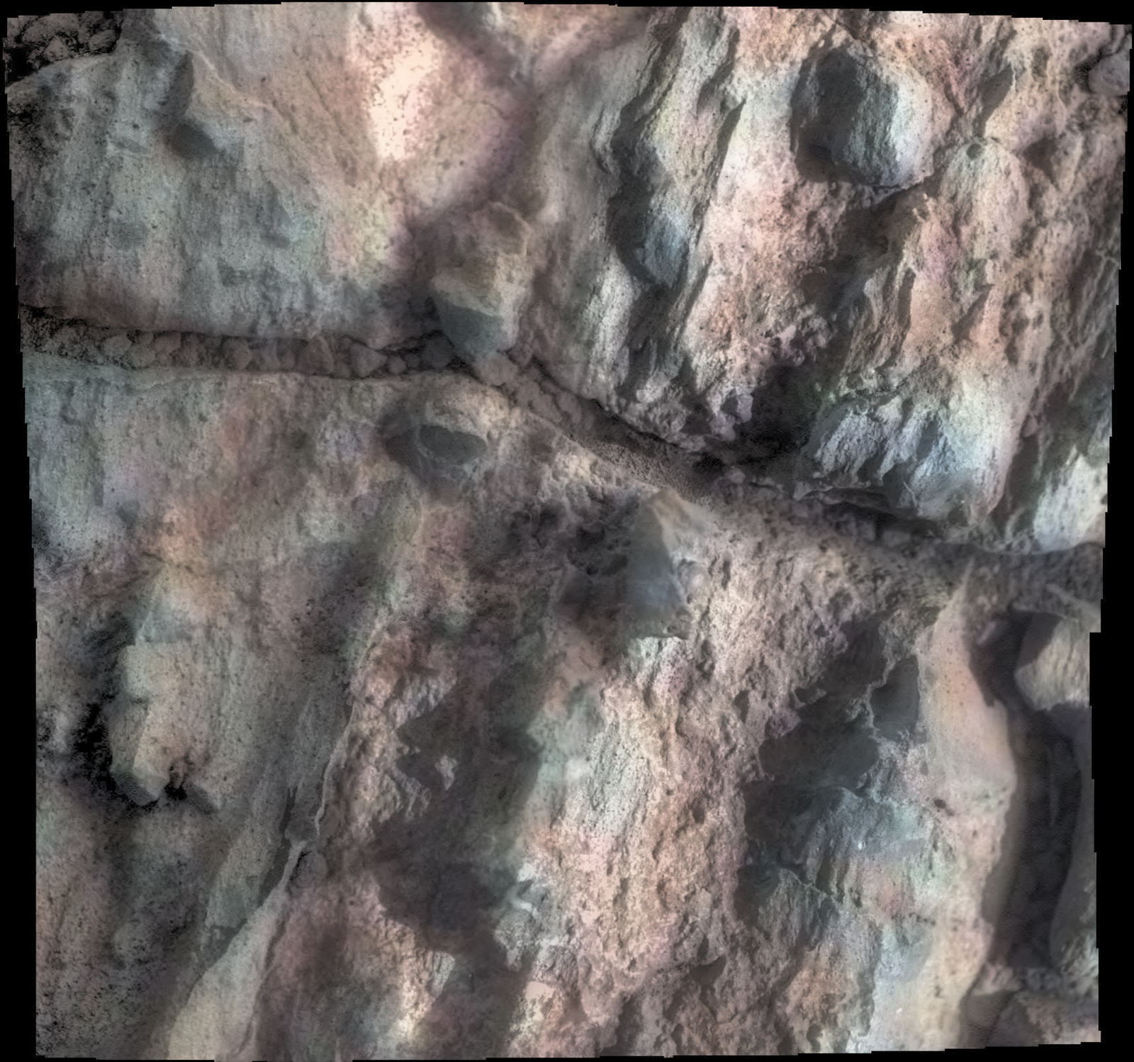 This rock, dubbed "Gasconade," was investigated by NASA's Mars Exploration Rover Opportunity while the rover was perched on "Spirit Mound" at the western edge of Mars' Endeavour Crater. Four Oct. 2, 2016, frames from Opportunity's microscopic imager are joined in this mosaic view.