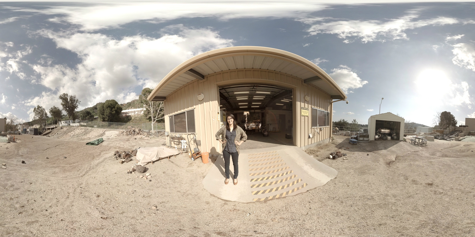 Christina Diaz in the Mars Yard at NASA's Jet Propulsion Laboratory