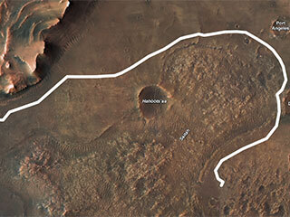 NASA’s Perseverance Mars rover will follow the proposed route to Jezero Crater’s delta shown in this animation. The delta is one the most important locations the rover will visit as it seeks signs of ancient life on Mars.
