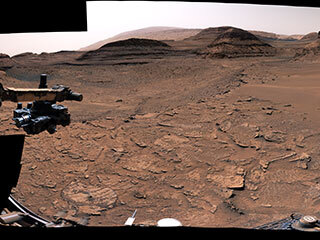 NASA’s Curiosity used its Mastcam to capture this 360-degree panorama of “Marker Band Valley” on Dec. 16, 2022, the 3,684th Martian day, or sol, of the mission.  