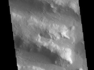 This image from NASAs Mars Odyssey shows northern Terra Sabaea, on the topographic boundary between the highlands of Terra Sabaea and the lower elevations of Utopia Planitia.